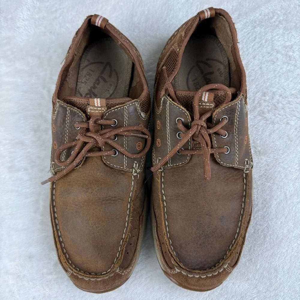 Clarks Armada English Oxford Mens 9.5 Brown Leather Boat‎ Shoes Rugged Dadcore